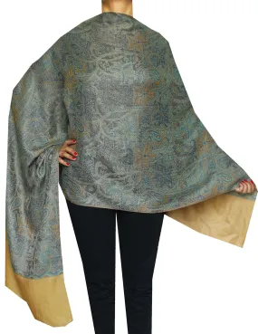 Pure Wool Paisley Shawl Scarves Womens Gift Indian Clothing (80 x 28 inches)