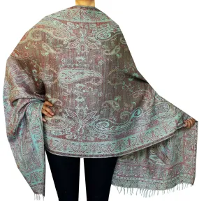 Pure Wool Paisley Shawl Scarves Womens Indian Clothing (82 x 28 inches)