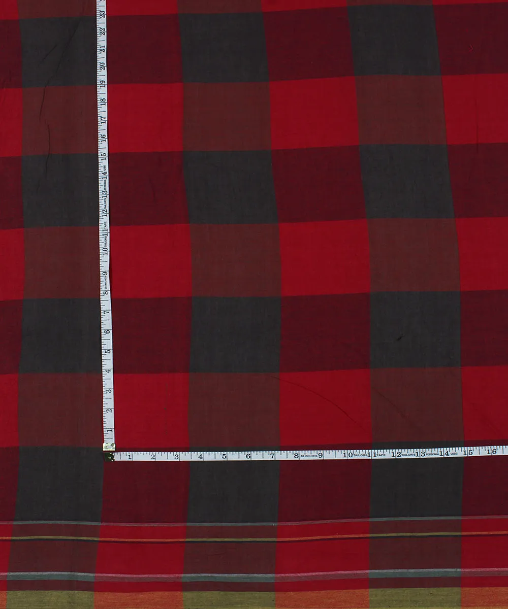 Red blue handwoven bengal cotton checks fabric