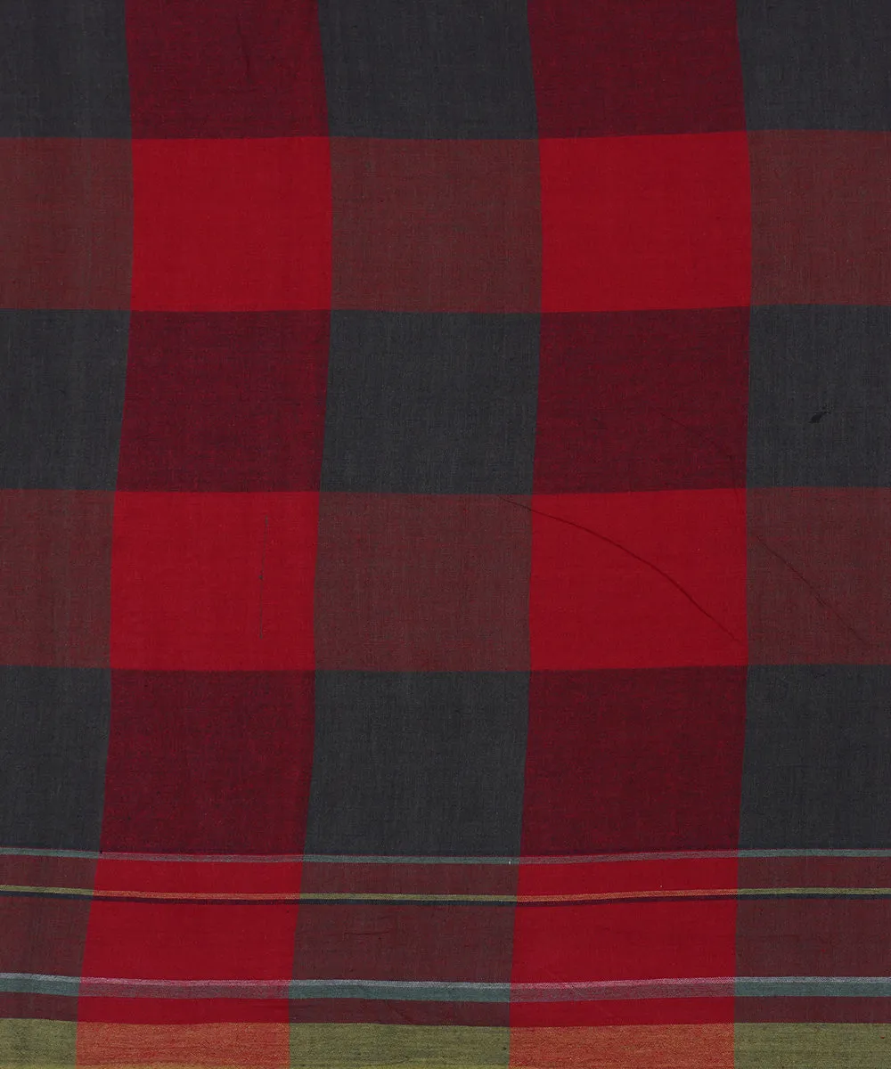 Red blue handwoven bengal cotton checks fabric