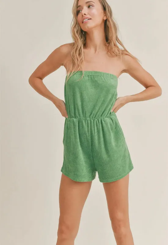 Sadie & Sage - Terry Tube Romper Kelly Green