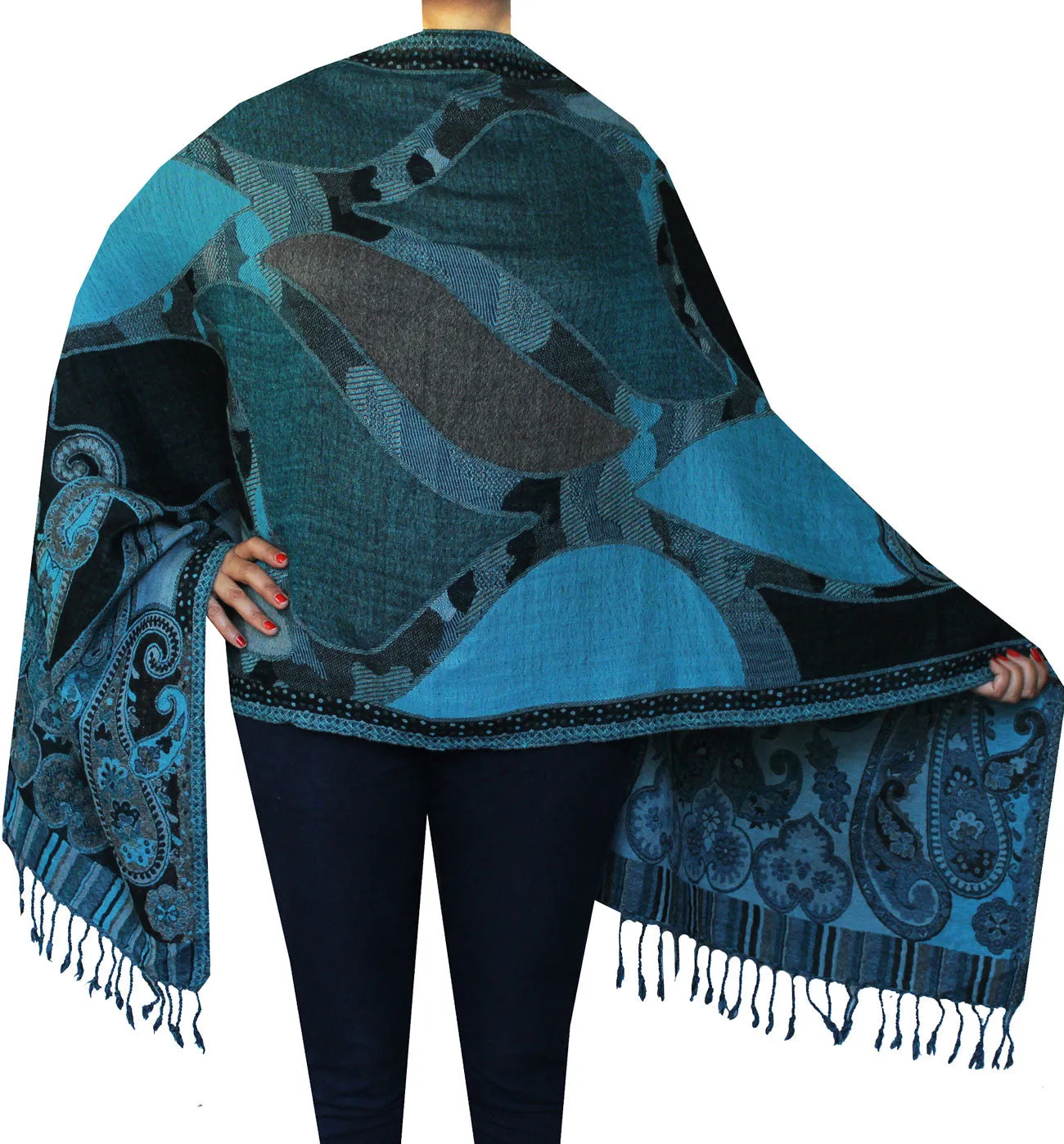 Shawls Paisley Wool Scarf Womens Indian Clothing Gift (78 x 28 inches)