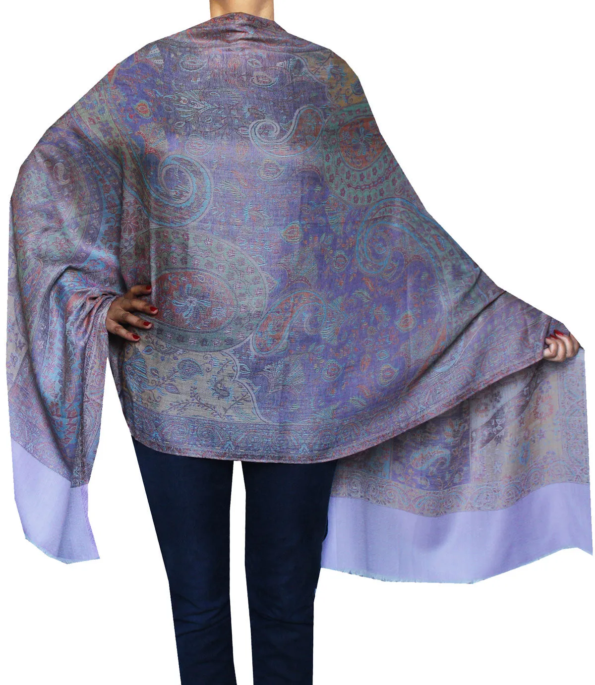 Shawls Paisley Wool Scarf Womens Indian Clothing Gift (80 x 28 inches)