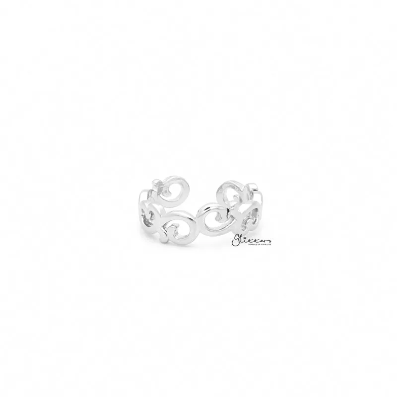 Spiral Pattern Toe Ring - Silver