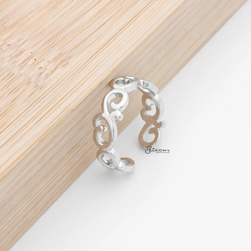 Spiral Pattern Toe Ring - Silver