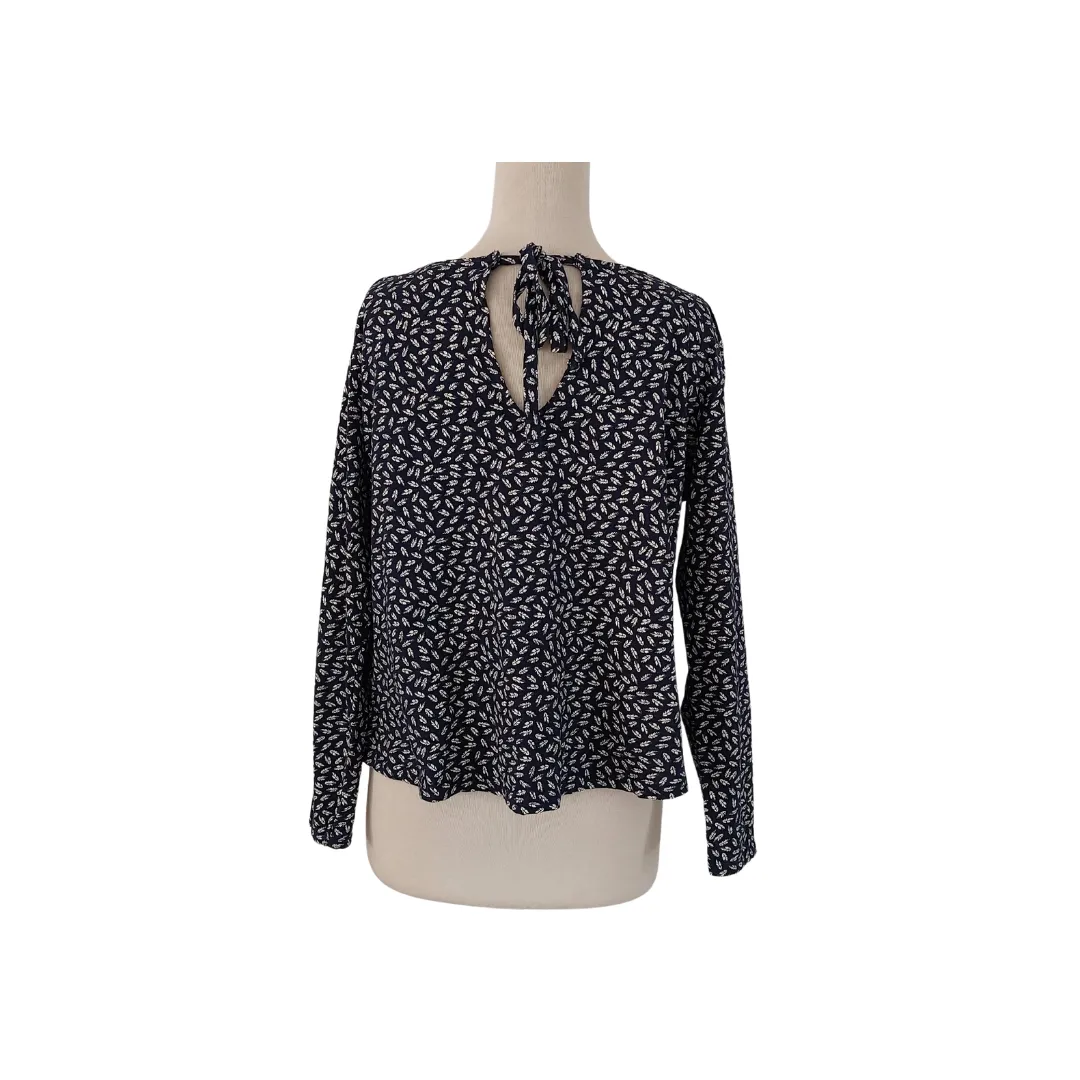 Springfield Blue Leaf Print Blouse | Gently Used |