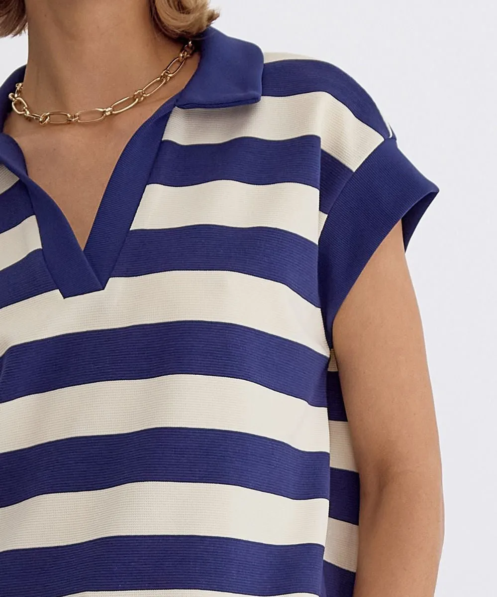 Stripe Knit Top - Navy