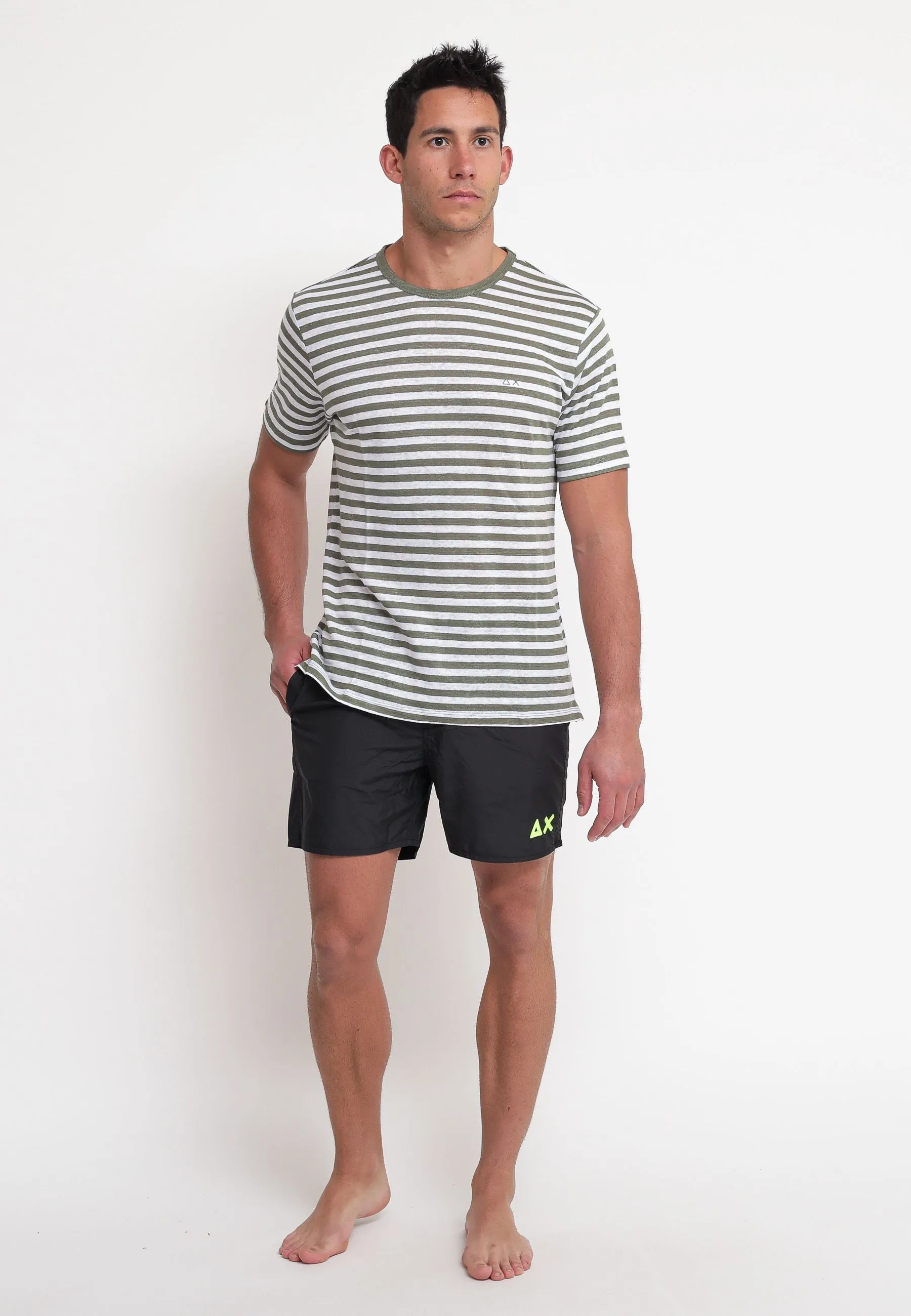 T-Shirt Stripes - Militare/White