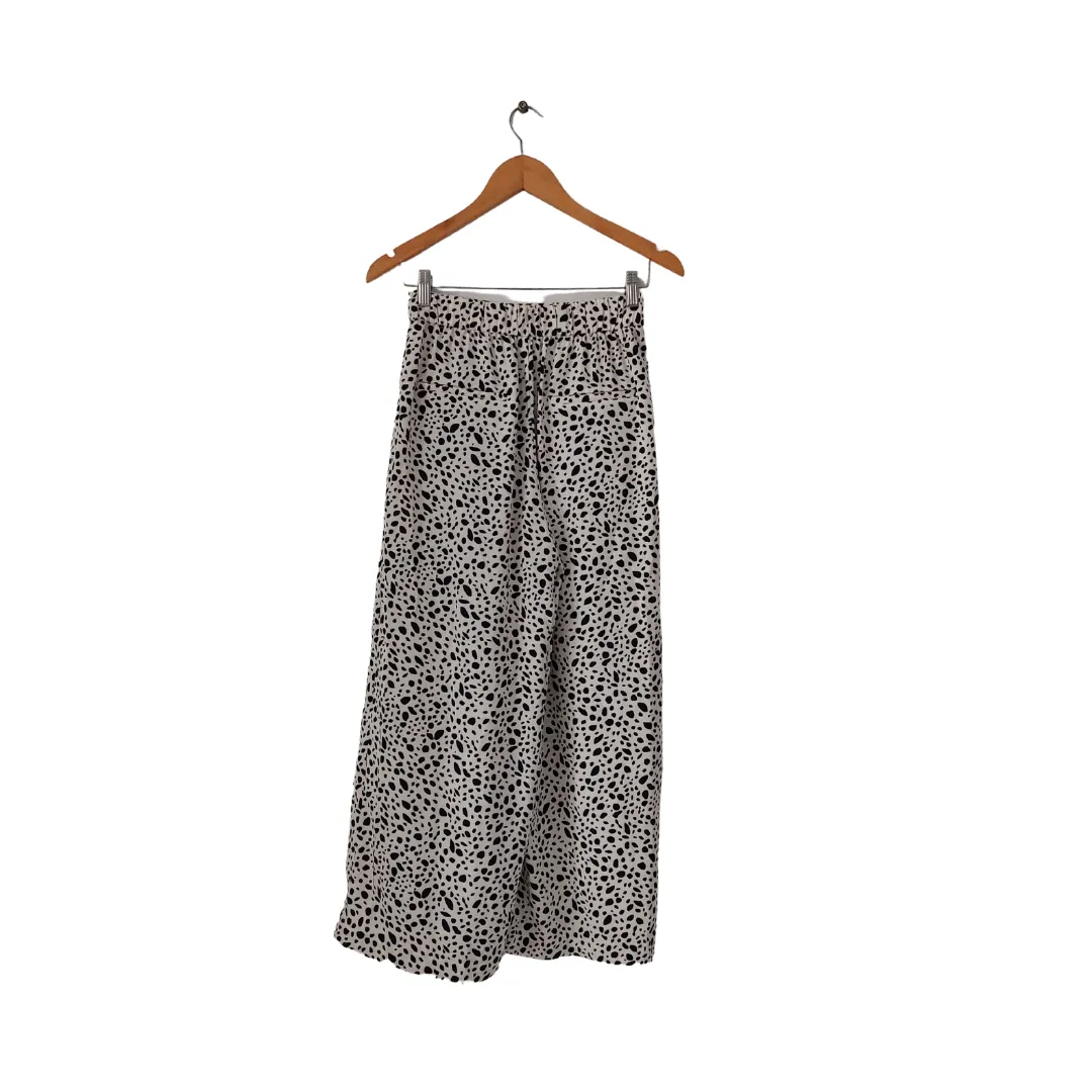 ZARA Off-white & Black Printed Wide-leg Pants | Like New |